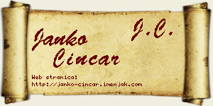 Janko Cincar vizit kartica